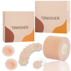 Tbwisher Boob Tape for Breast Lift Boobytape -Sticky Body Tape for Push up & Shape - Achieve Chest Brace Lift & Contour of Breasts - Waterproof Sweat-Proof Bob Tape…