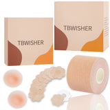 Tbwisher Boob Tape for Breast Lift Boobytape -Sticky Body Tape for Push up & Shape - Achieve Chest Brace Lift & Contour of Breasts - Waterproof Sweat-Proof Bob Tape…